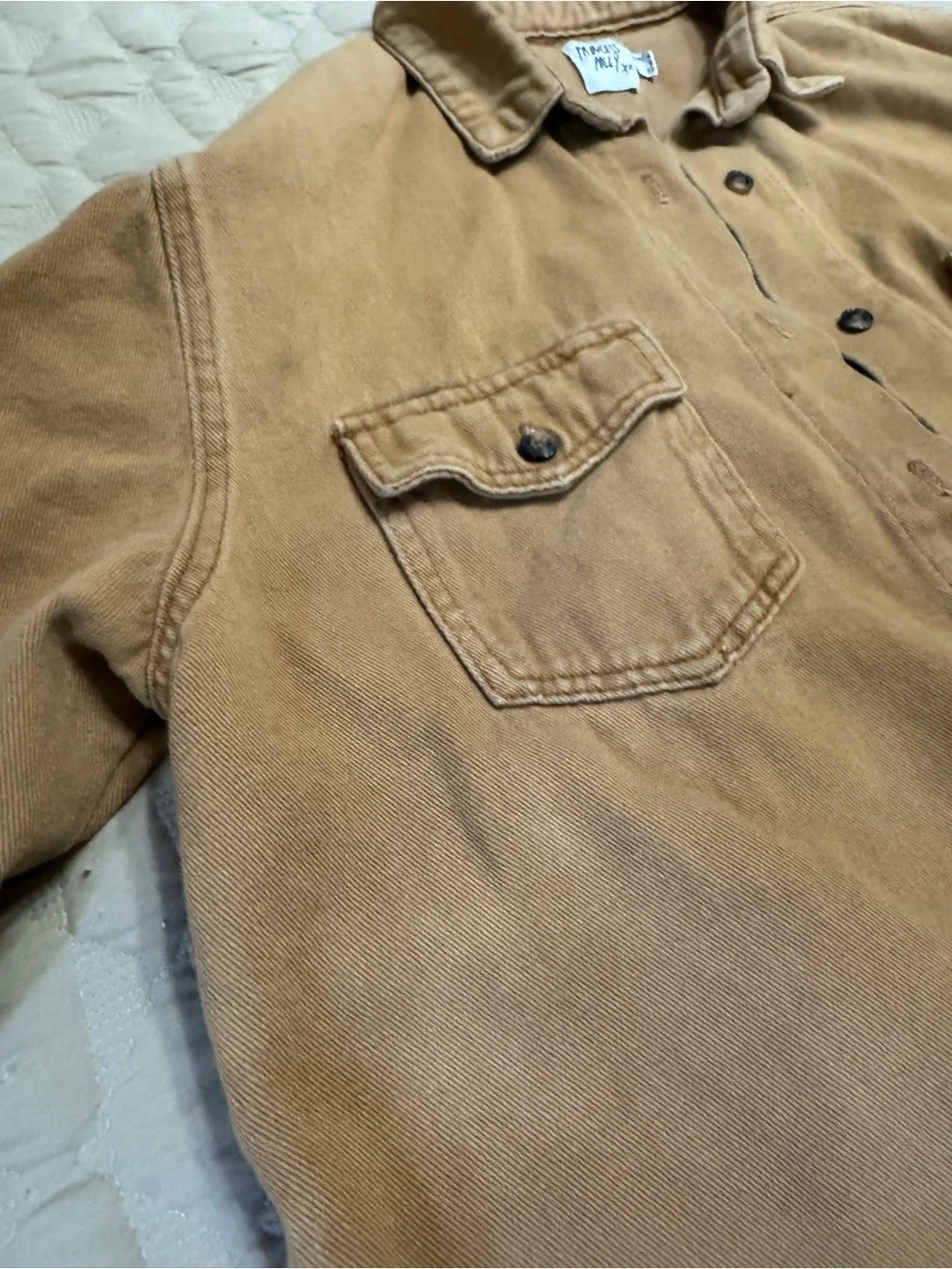 Princess Polly Vintage Workshirt Button-Up in Camel Cotton Tan - Picture 6 of 8